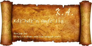 Káhán Amália névjegykártya