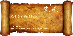 Káhán Amália névjegykártya